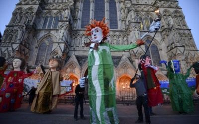 Giant barom puppets bought colour to the streets of Salisbury